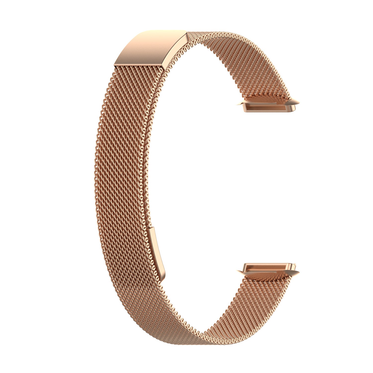 Rose gold Milanese mesh watch band for Fitbit Luxe with magnetic clasp closure
