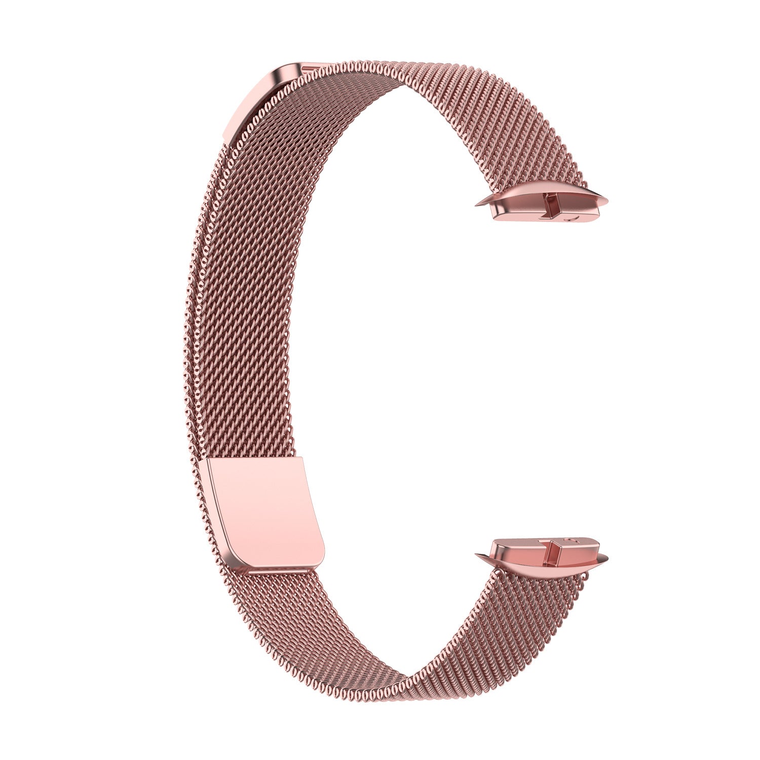 Rose pink Milanese mesh watch band with magnetic clasp for Fitbit Luxe fitness tracker