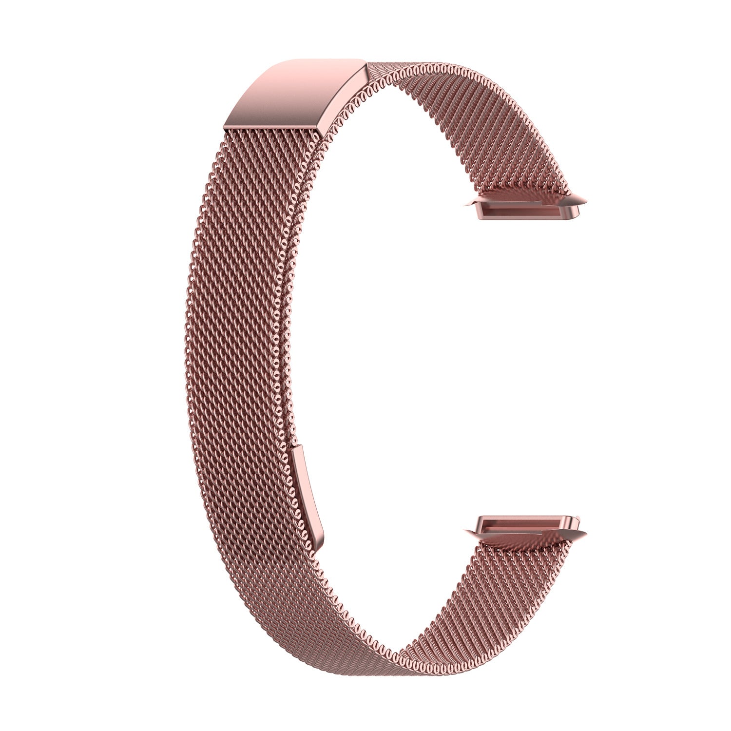 Rose gold Milanese mesh band for Fitbit Luxe smartwatch with magnetic closure clasp