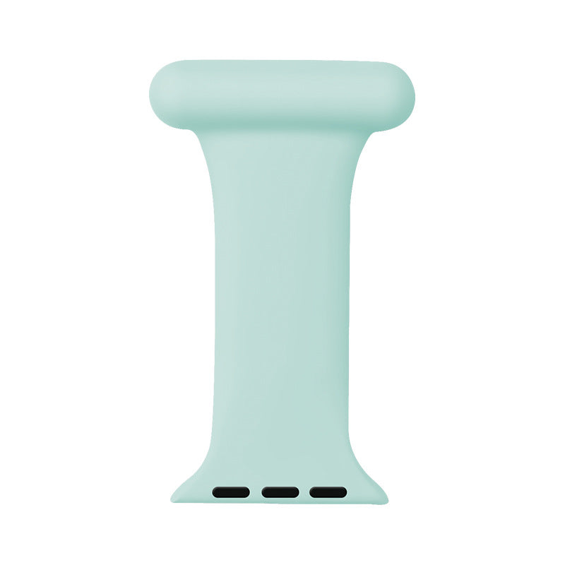 Mint green medical ID fob for Apple Watch band with rounded top and attachment slots