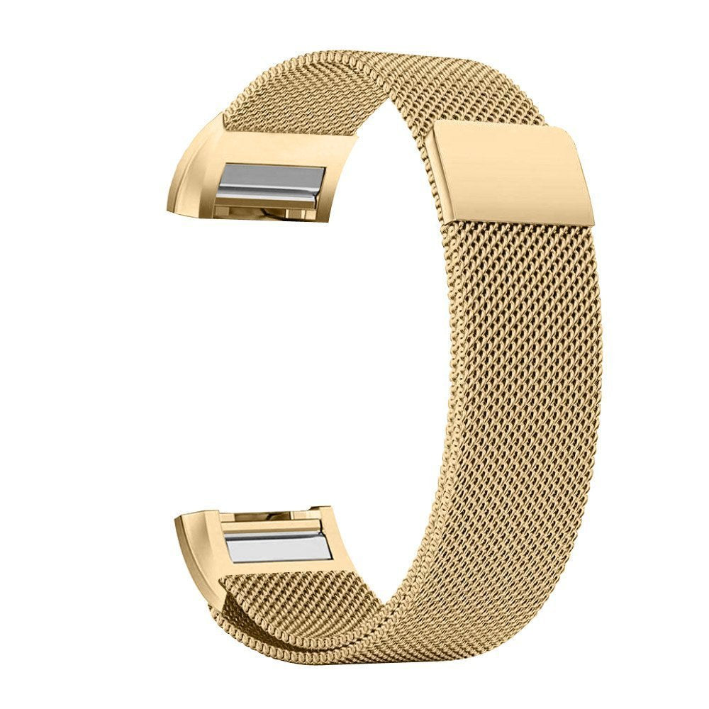 Gold milanese loop band for Fitbit Charge 2 smartwatch with magnetic closure clasp