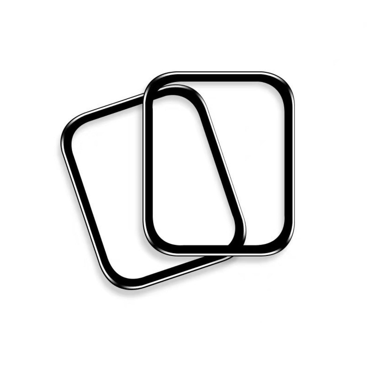 Black rounded rectangular screen protector compatible with Apple Watch smartwatch