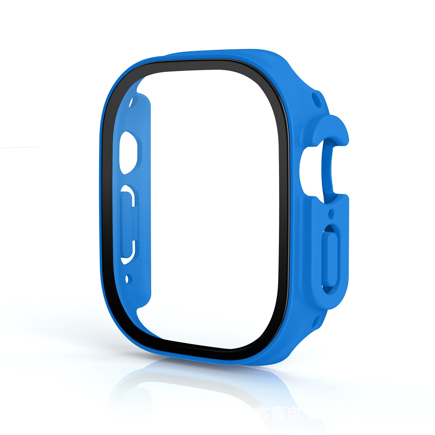 Blue protective case for Apple Watch Series 1-9 with black screen protector and button guards