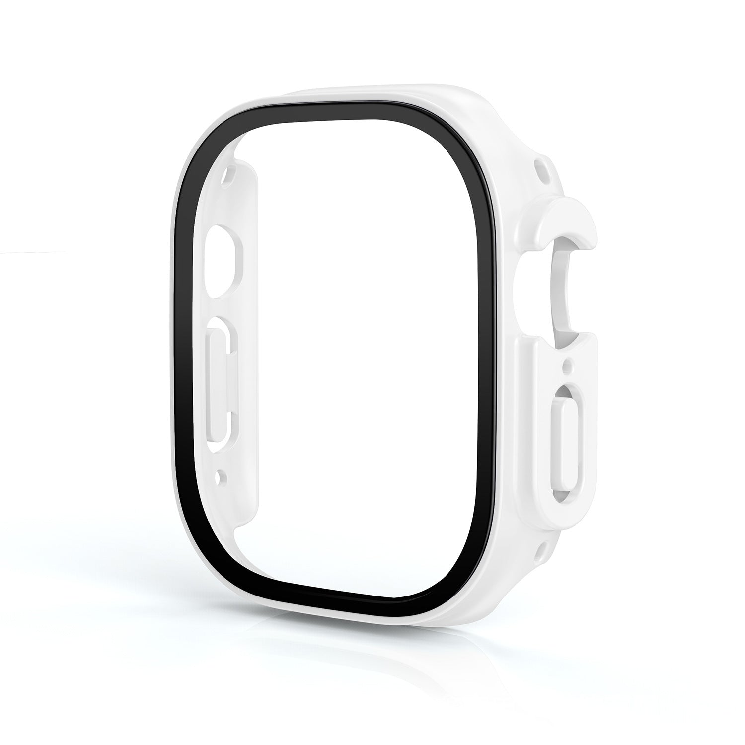 White protective bumper case with black bezel for Apple Watch Series 1-9, front view