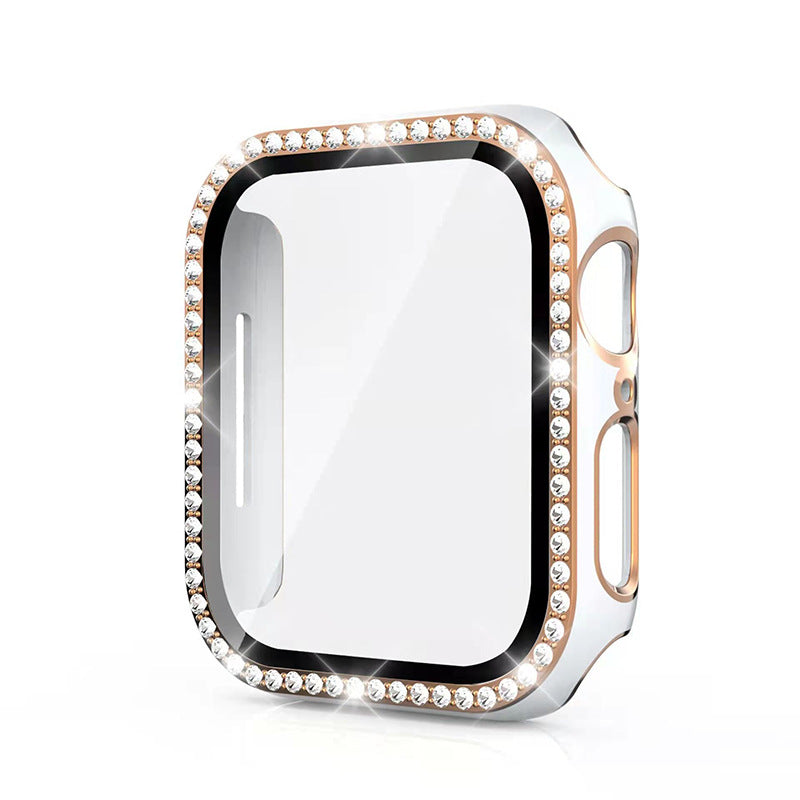 Rose gold diamond rhinestone protective case for Apple Watch with crystal bezel and clear front cover