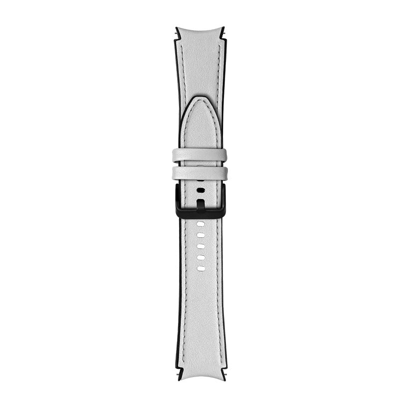 Gray leather hybrid watch band with black buckle for Galaxy Watch 4-7 and Vivomove HR