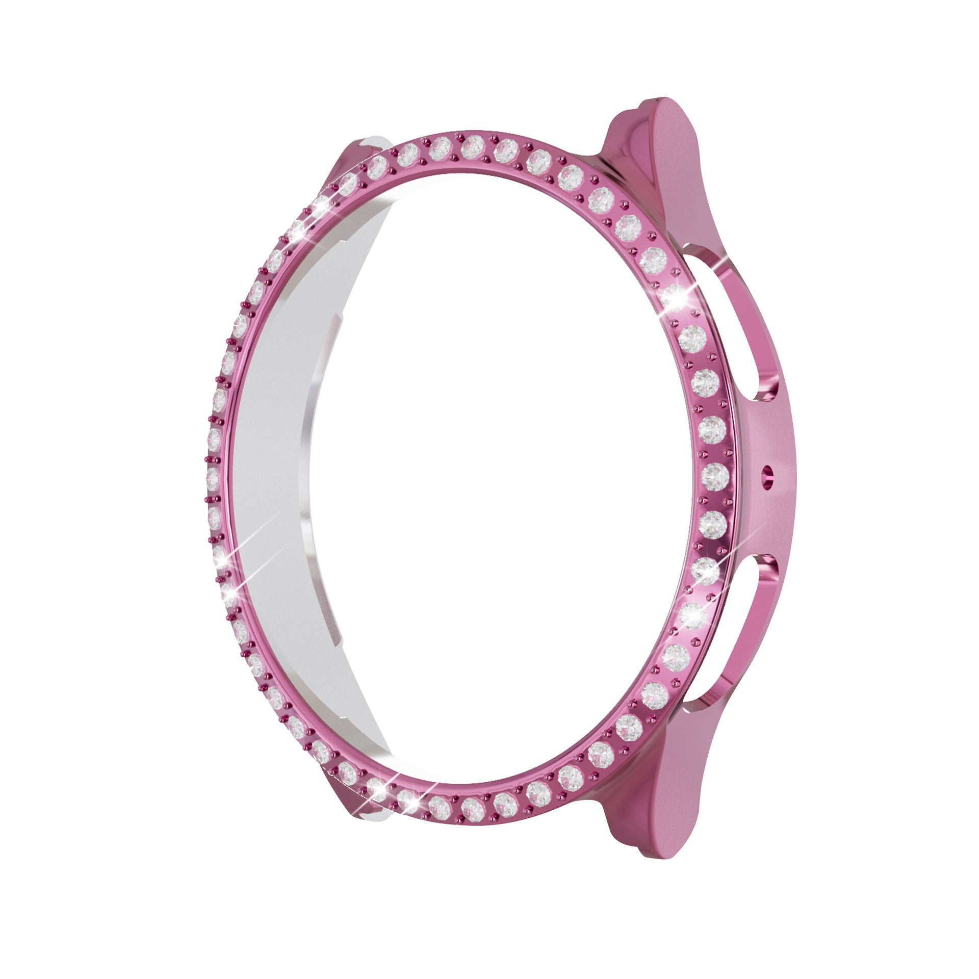 Pink rhinestone protective case for Galaxy Watch 4 and 5 with crystal studded bezel and hard shell design