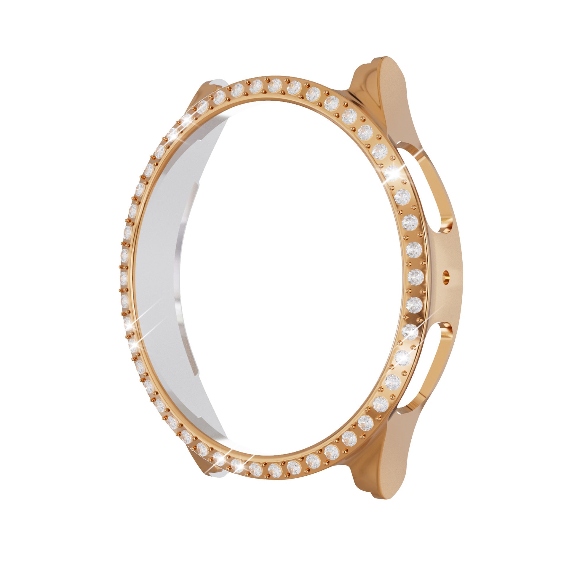 Rose gold diamond-studded protective case for Galaxy Watch 4 and 5 with crystal bezel