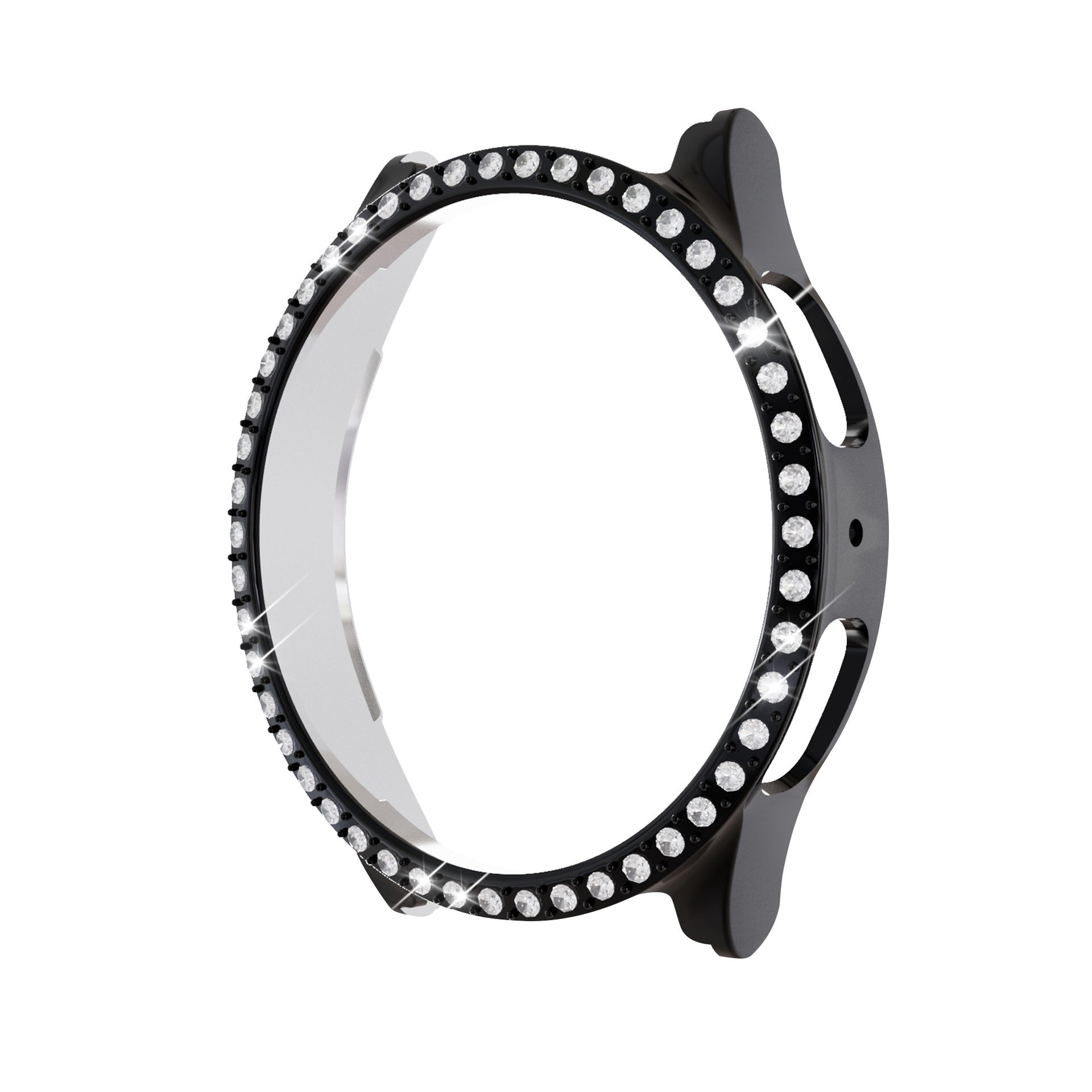 Black protective smartwatch case with rhinestone crystal bezel for Galaxy Watch 4 and 5