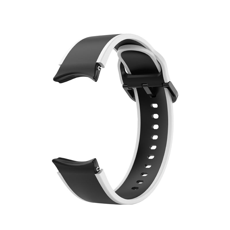 Black and white silicone smartwatch band with adjustable strap and curved end design for Galaxy Watch or Vivomove HR