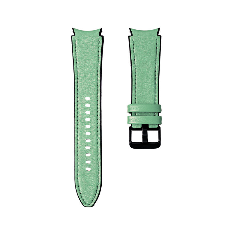 Mint green leather hybrid smartwatch band with black buckle for Galaxy Watch 4-7 and Vivomove HR