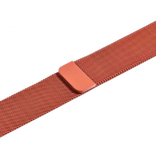 Orange Milanese Loop stainless steel mesh band for Apple Watch with magnetic closure