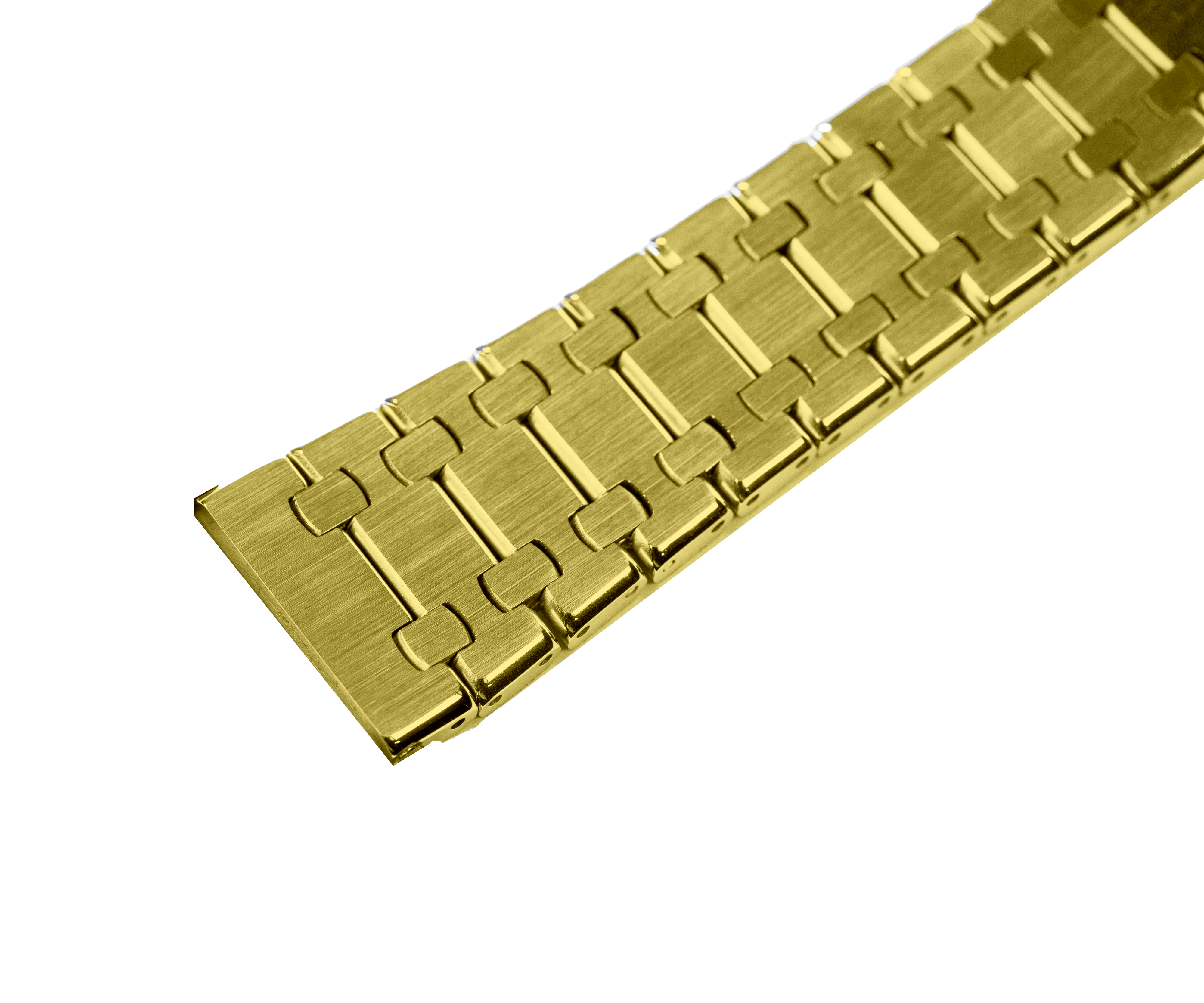 Gold stainless steel quick release bracelet with interlocking links and brushed finish