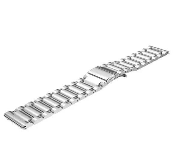 Silver stainless steel watch bracelet with quick release links and deployant clasp closure