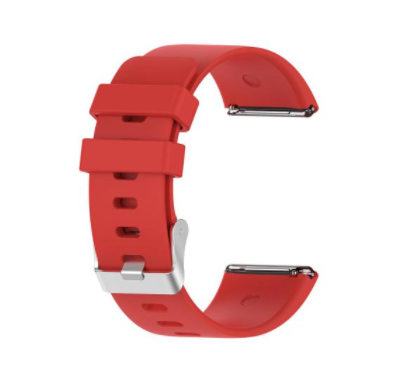 Red silicone smartwatch band with quick-release connector for Fitbit Versa and Versa 2