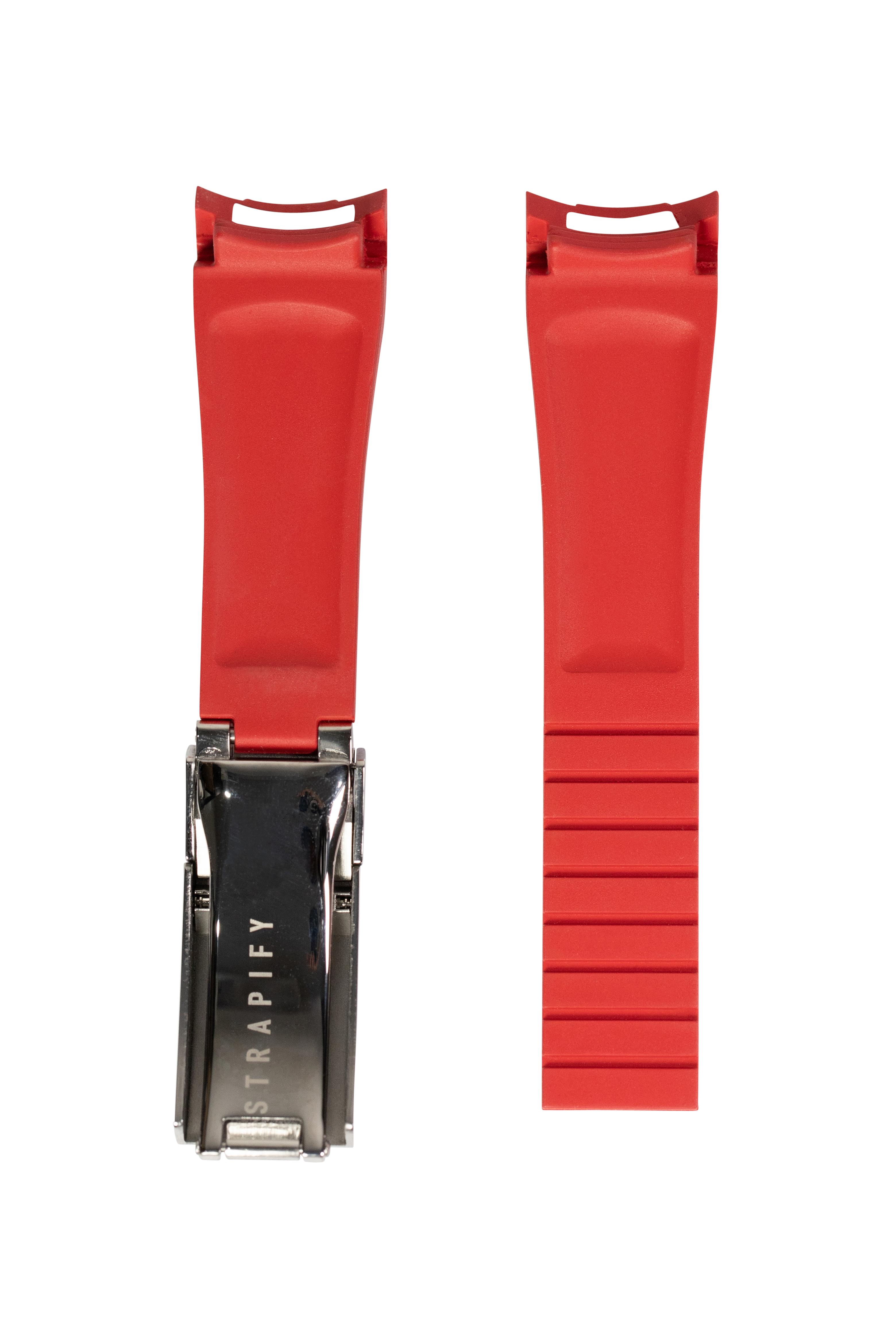 Red vulcanised rubber watch strap with Oyster clasp for Rolex sports watches
