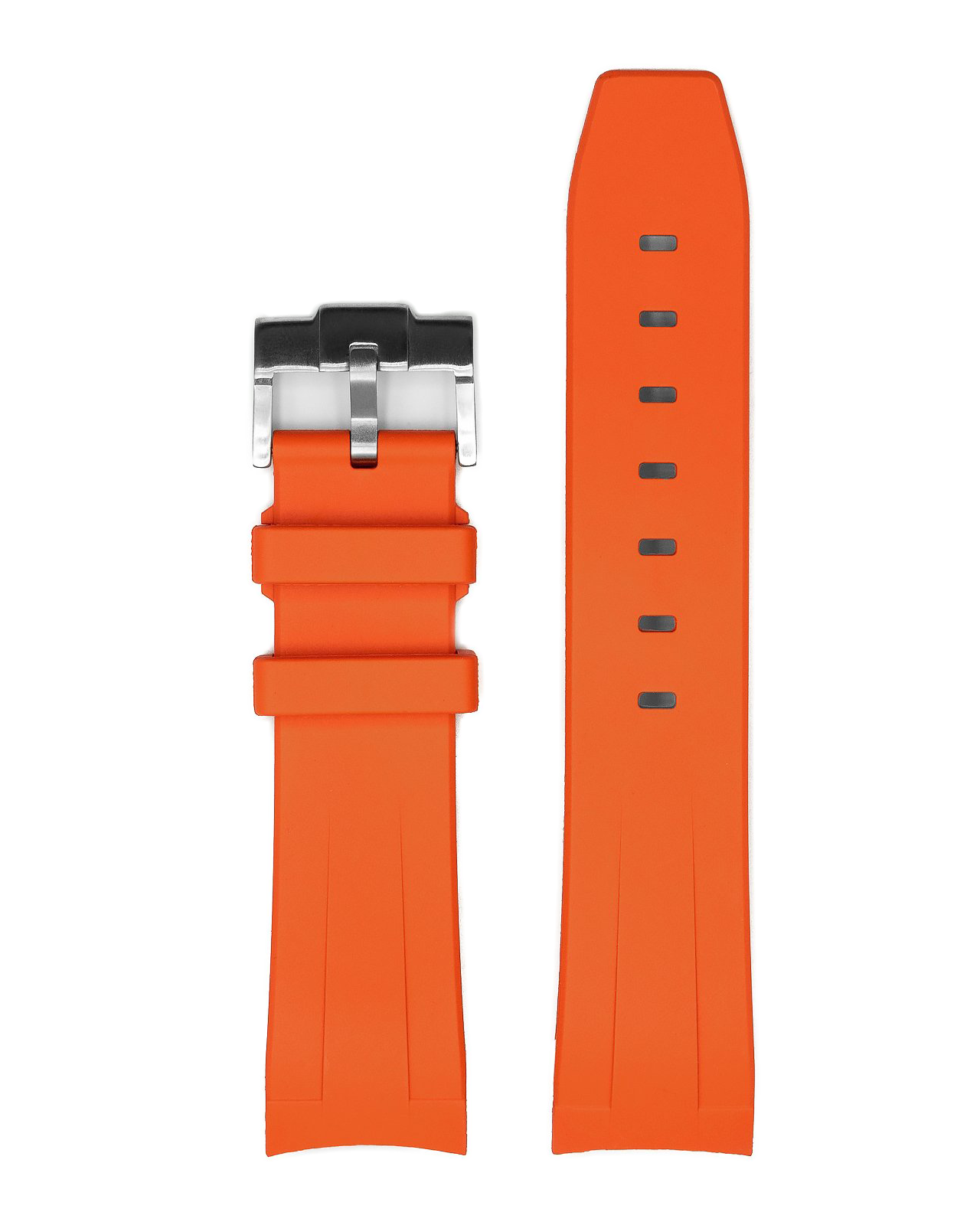Orange rubber dive watch strap with steel buckle for Seiko SKX007 SKX009 SKX011 models