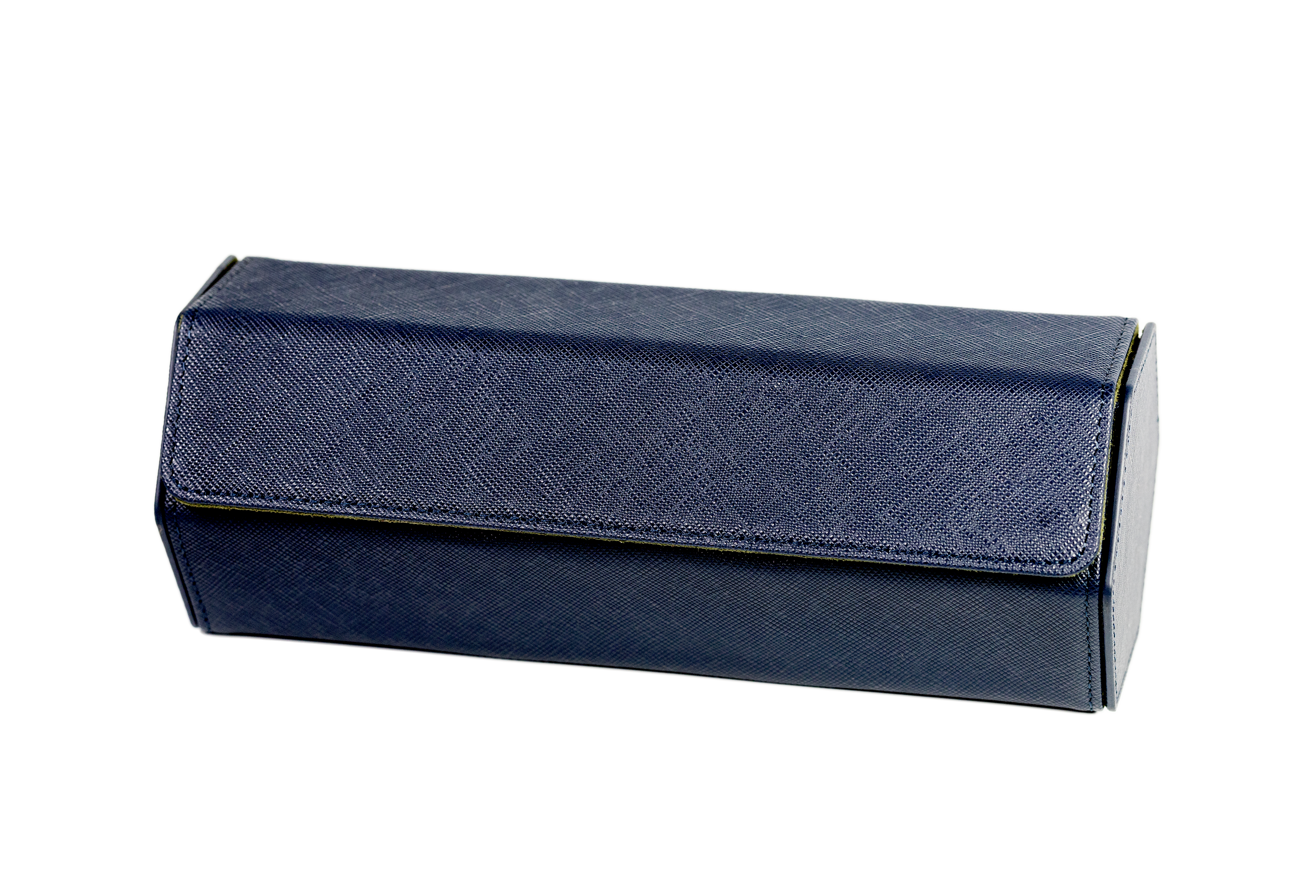 Jefferson - 3 Watch Roll - Saffiano Navy Blue | Navy Blue Velvet