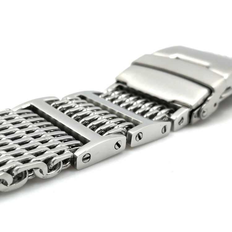 Shark Mesh Bracelet - Folding Deployant Clasp - Silver