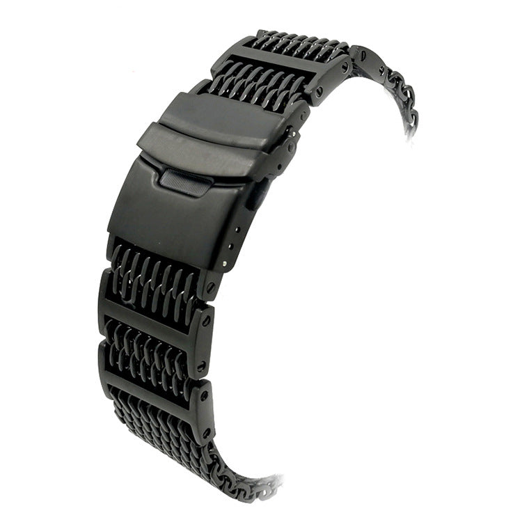 Shark Mesh Bracelet - Folding Deployant Clasp - Black