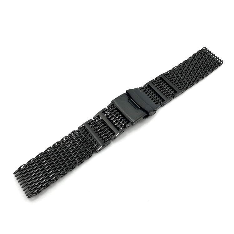 Shark Mesh Bracelet - Folding Deployant Clasp - Black