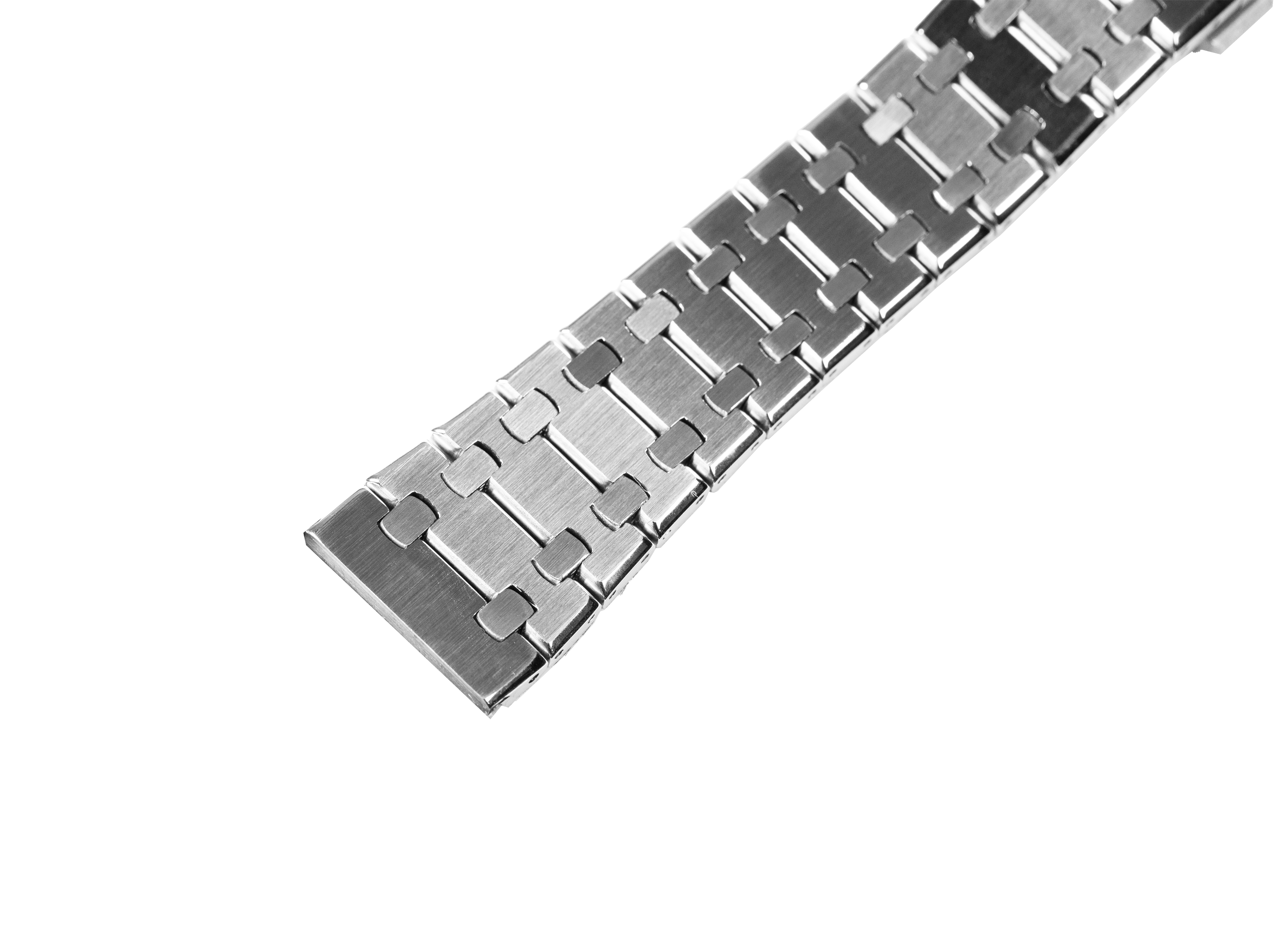 Silver stainless steel quick release bracelet with solid link design and brushed finish