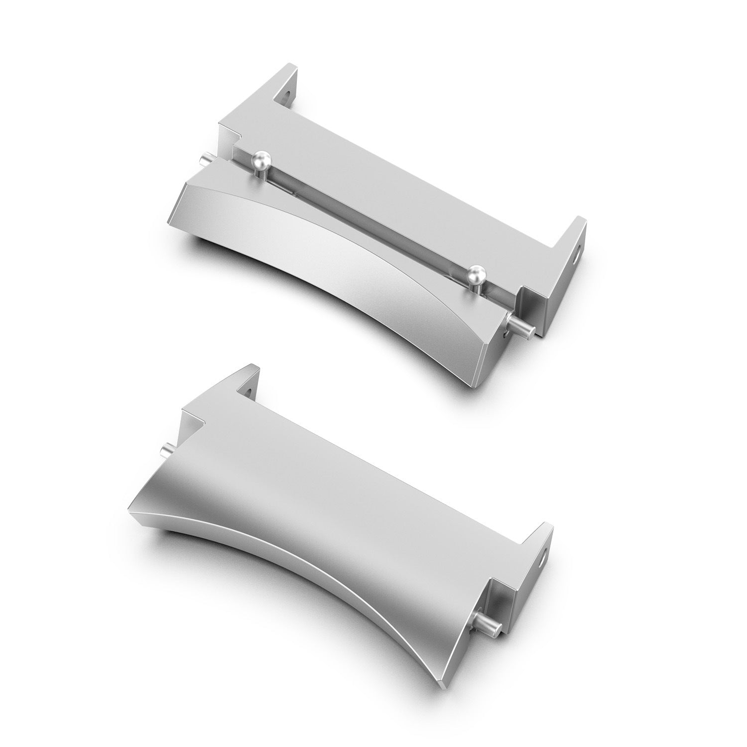 Aluminum gap fill adapter for smartwatch bands showing assembled and disassembled components with metal fixtures and connectors