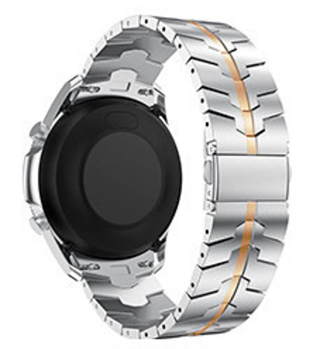 Silver and rose gold stainless steel bracelet band for Galaxy Watch 4-7 with armour link design