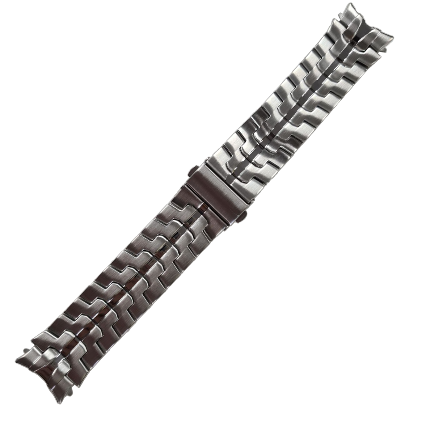 Silver stainless steel bracelet with fitted links for Galaxy Watch 4 through 7, featuring robust armour-style design