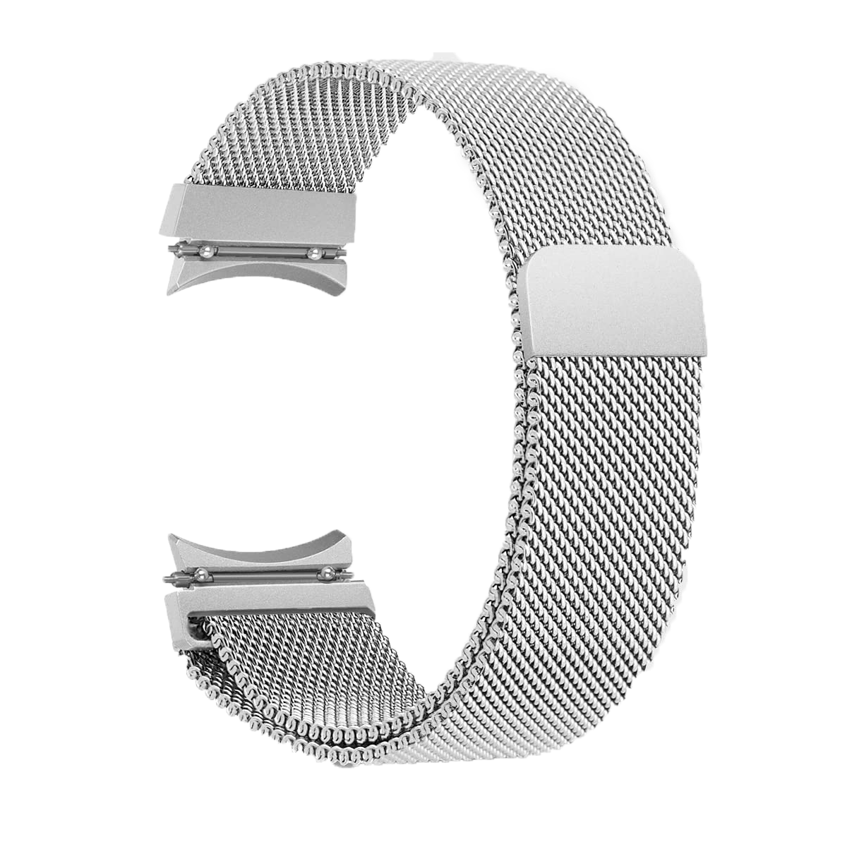 Silver stainless steel mesh watch band with magnetic closure for Galaxy Watch 4-7