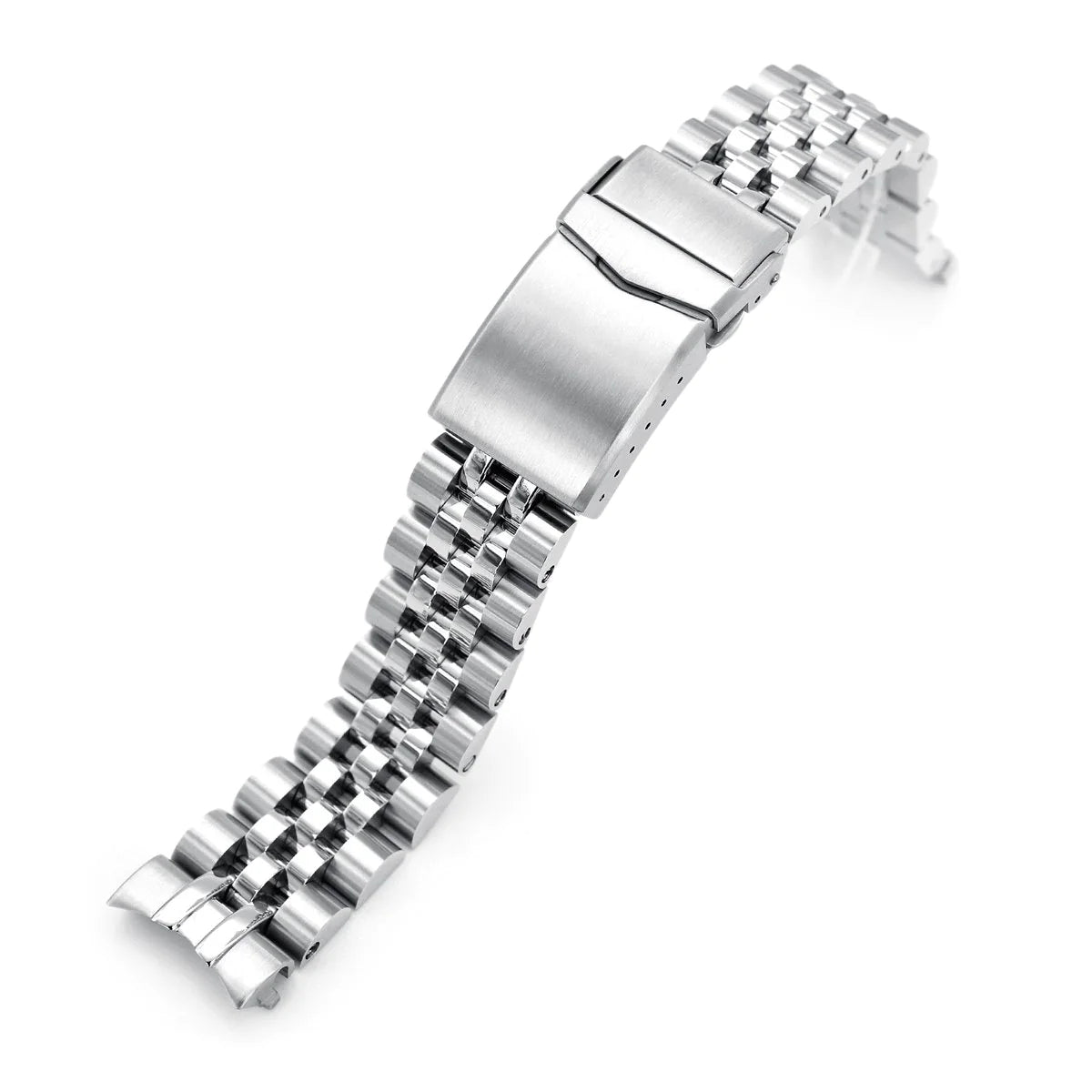 Polished stainless steel Angus-J Louis JUB bracelet for Seiko Cocktail SSA345 watch with solid link design and secure clasp