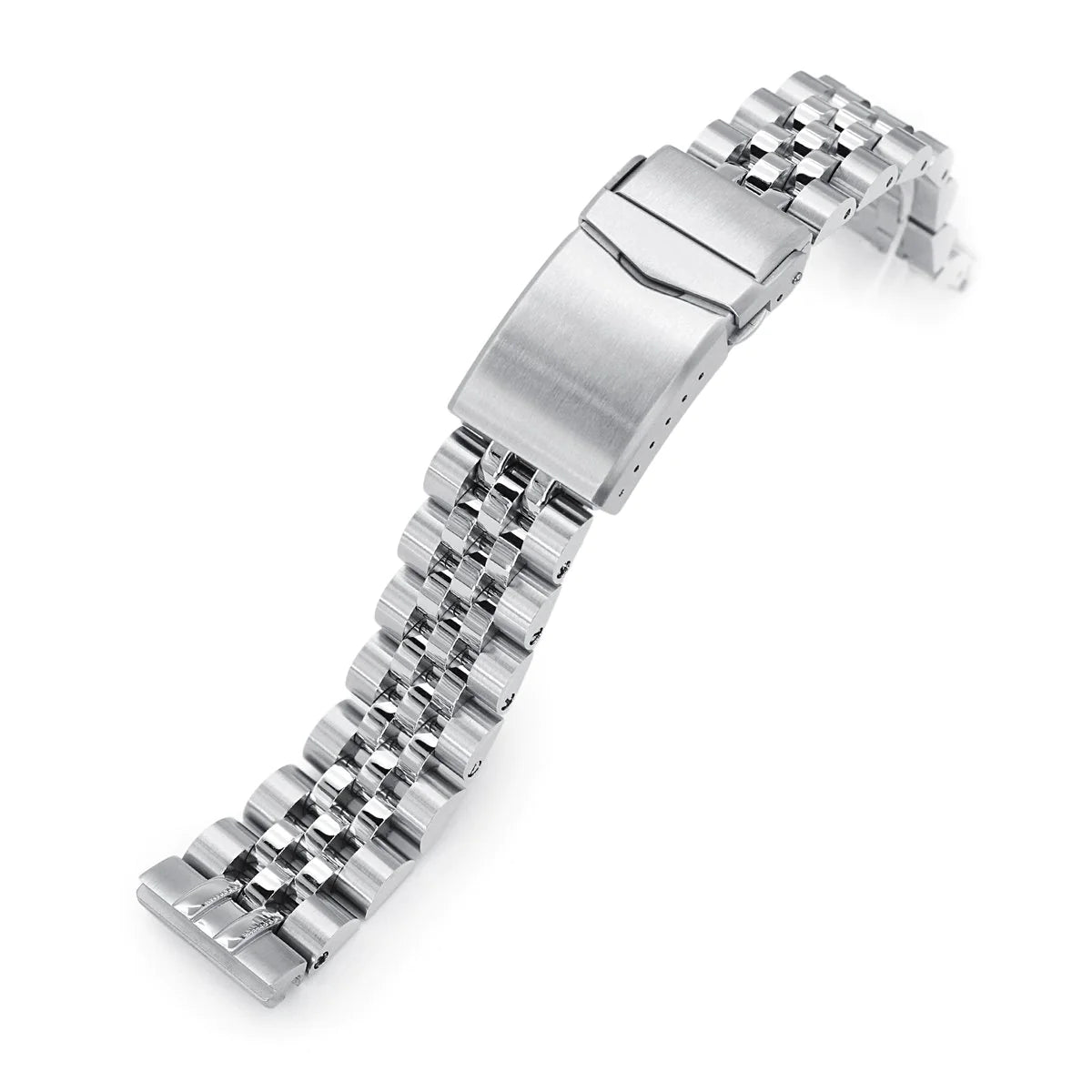 Stainless steel Super-J Louis JUB watch bracelet with solid links and secure clasp, compatible with Seiko SBDC053 62MAS dive watches
