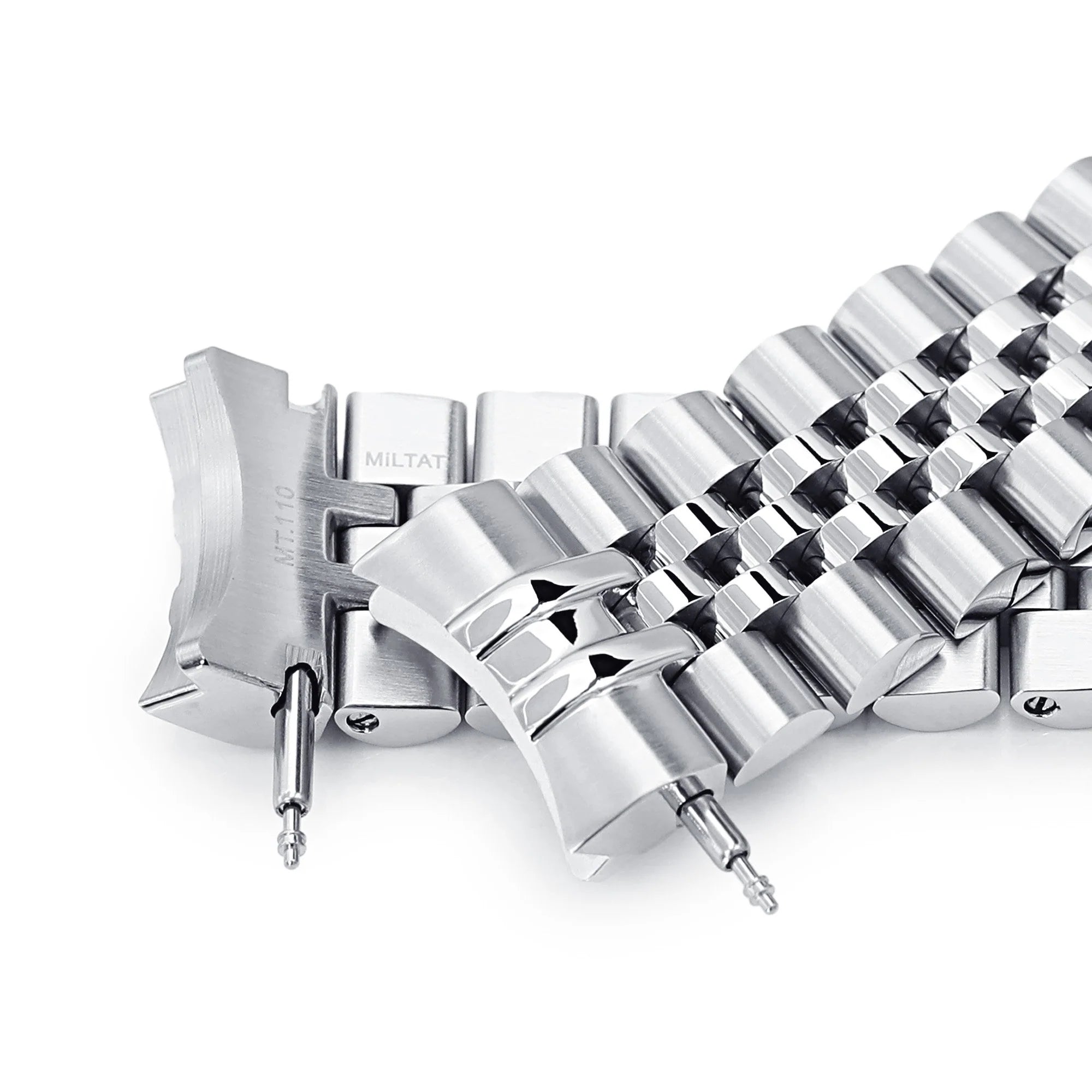 Stainless steel Super-J Jub bracelet for Seiko Baby MarineMaster MM200 watch with solid links and deployment clasp