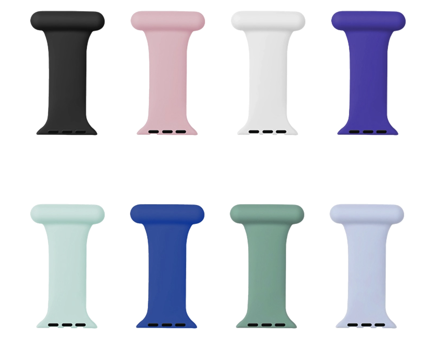 Medical ID fobs for smartwatches in eight colors including black, pink, white, purple, mint, navy, sage green and lavender