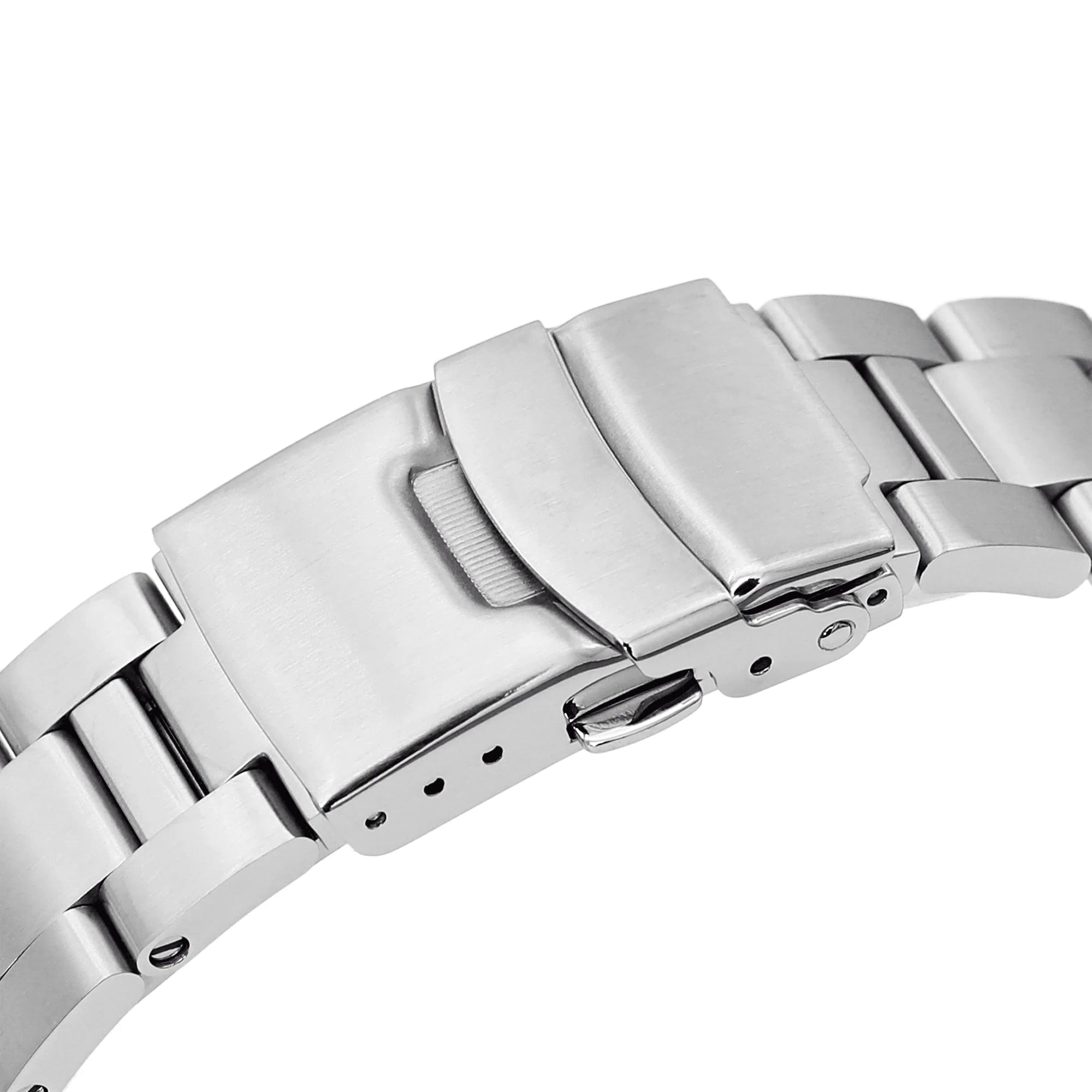 Stainless steel Super-O Boyer bracelet with solid end links and flip-lock clasp for Seiko Sumo watches