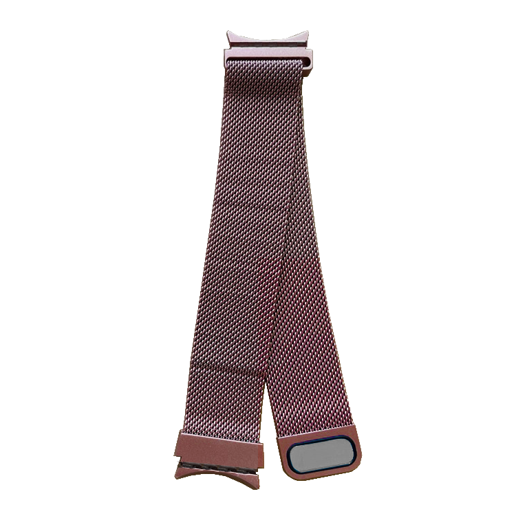 Rose pink stainless steel Milanese mesh watch band for Galaxy Watch 4 through 7 with magnetic closure