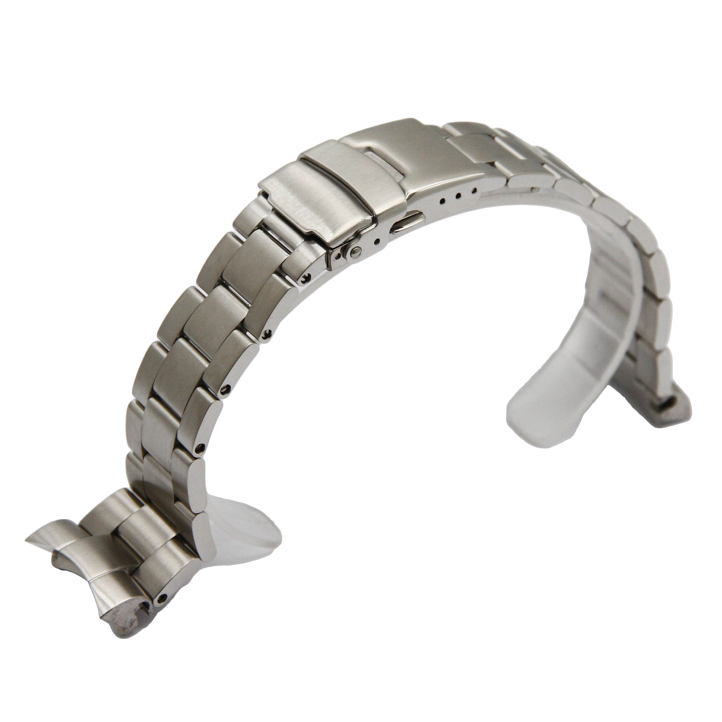 Brushed stainless steel oyster bracelet with secure clasp and solid link construction for Seiko dive watches