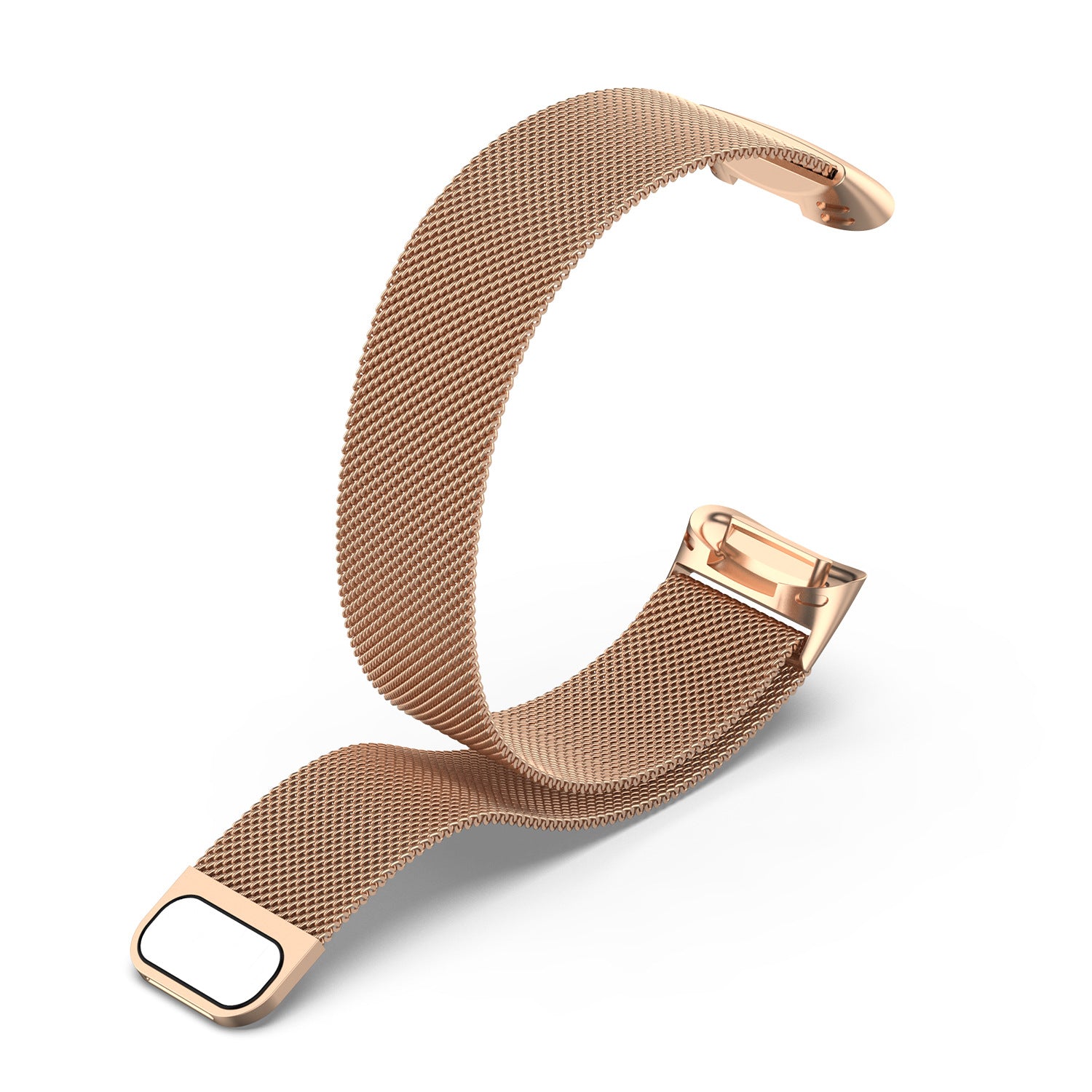 Rose gold Milanese mesh watch band with magnetic clasp for Fitbit Charge 5 and 6