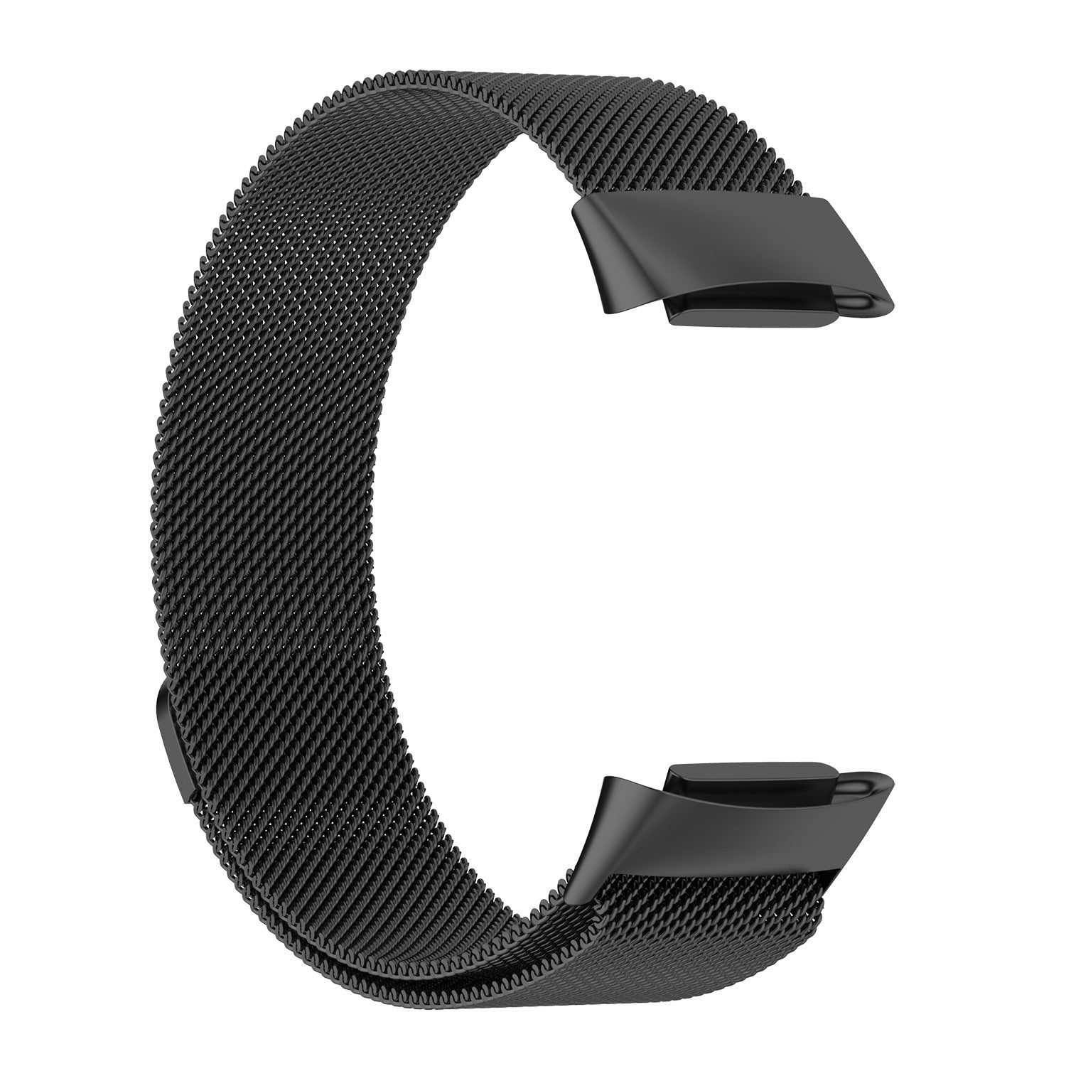 Black milanese loop watch band with magnetic closure for Fitbit Charge 5 and Charge 6