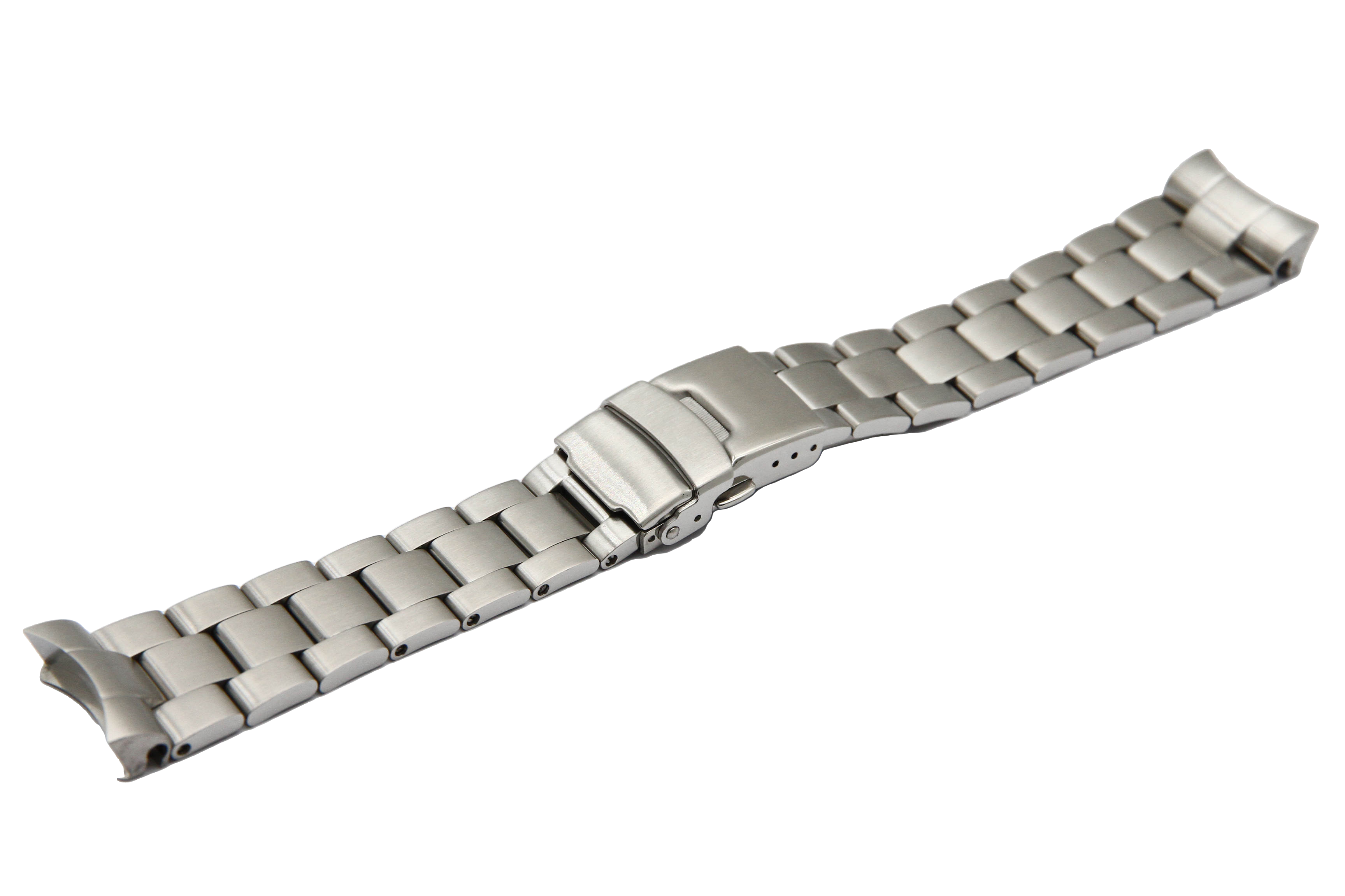Stainless steel solid link watch bracelet with secure clasp for Seiko SKX diver models