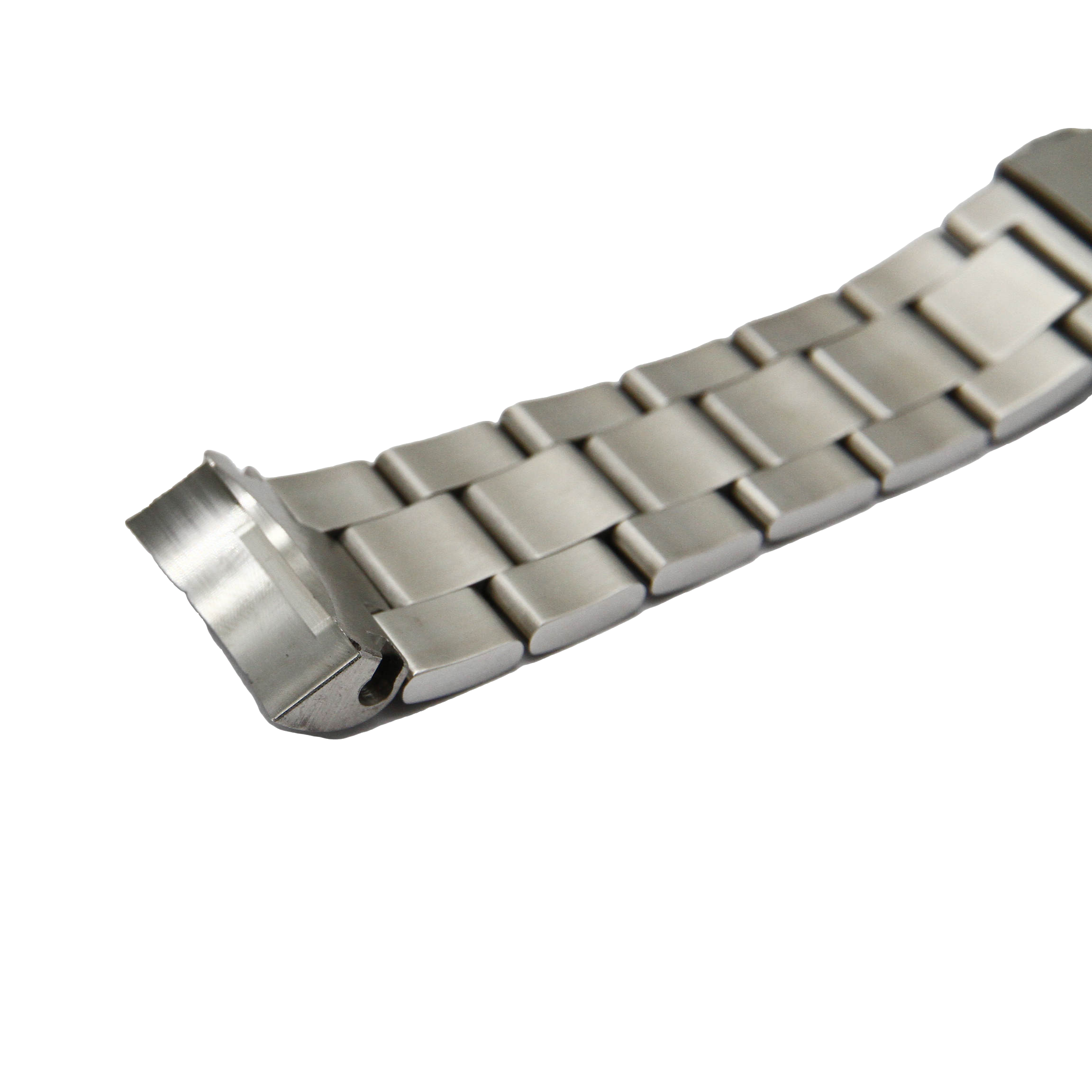 Stainless steel three-link bracelet with solid end links and deployment clasp for Seiko dive watches