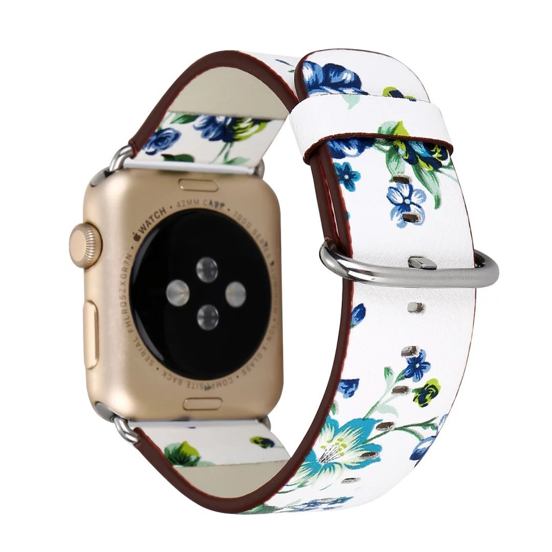 [Apple Watch] Floral Leather - White
