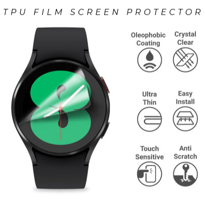 TPU film screen protector for Galaxy Watch 4, 5, 6, 7, 8 and Ultra with oleophobic coating, ultra-thin design, easy installation, touch sensitive and anti-scratch protection