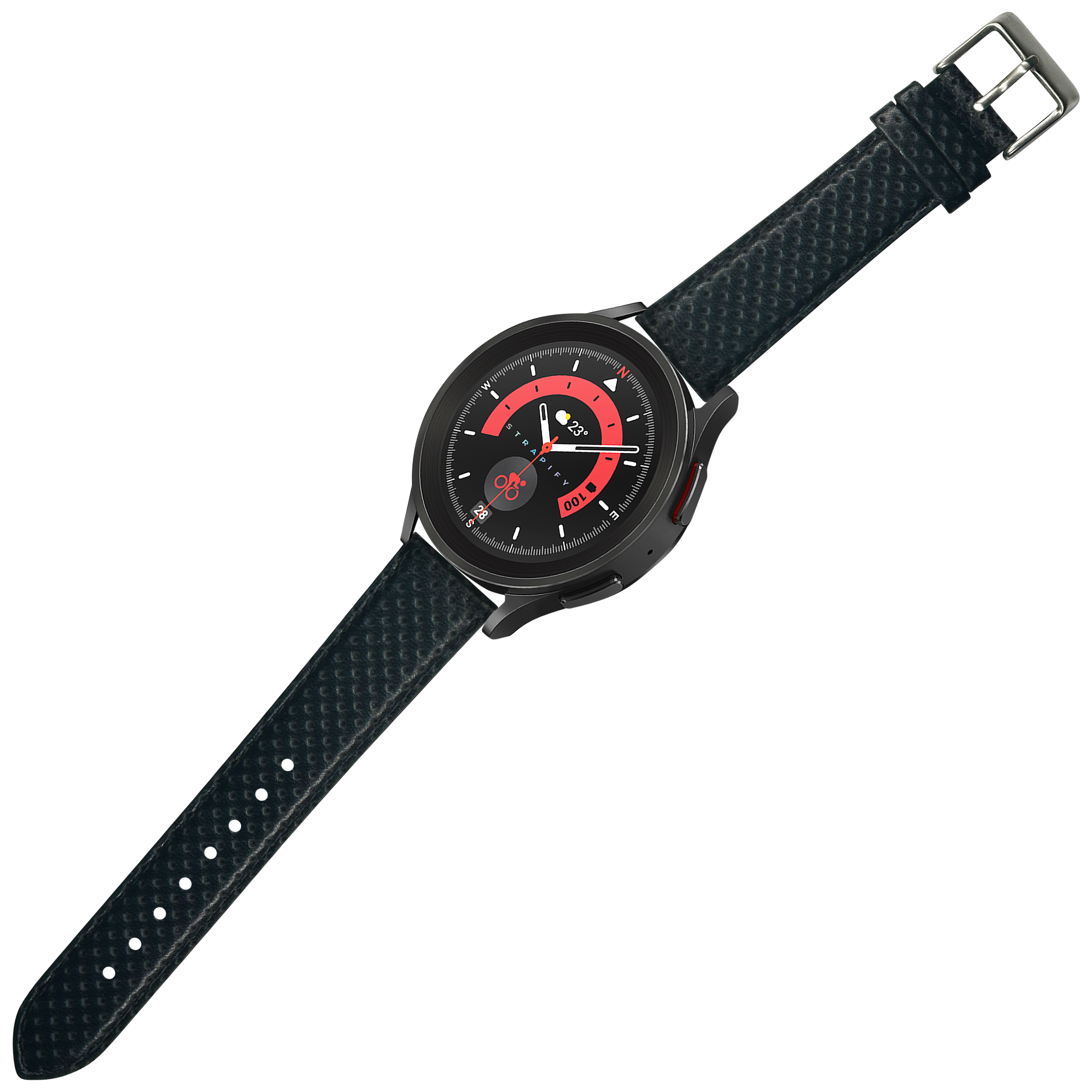 [Quick Release] Perforated Racing Leather Straps - Black