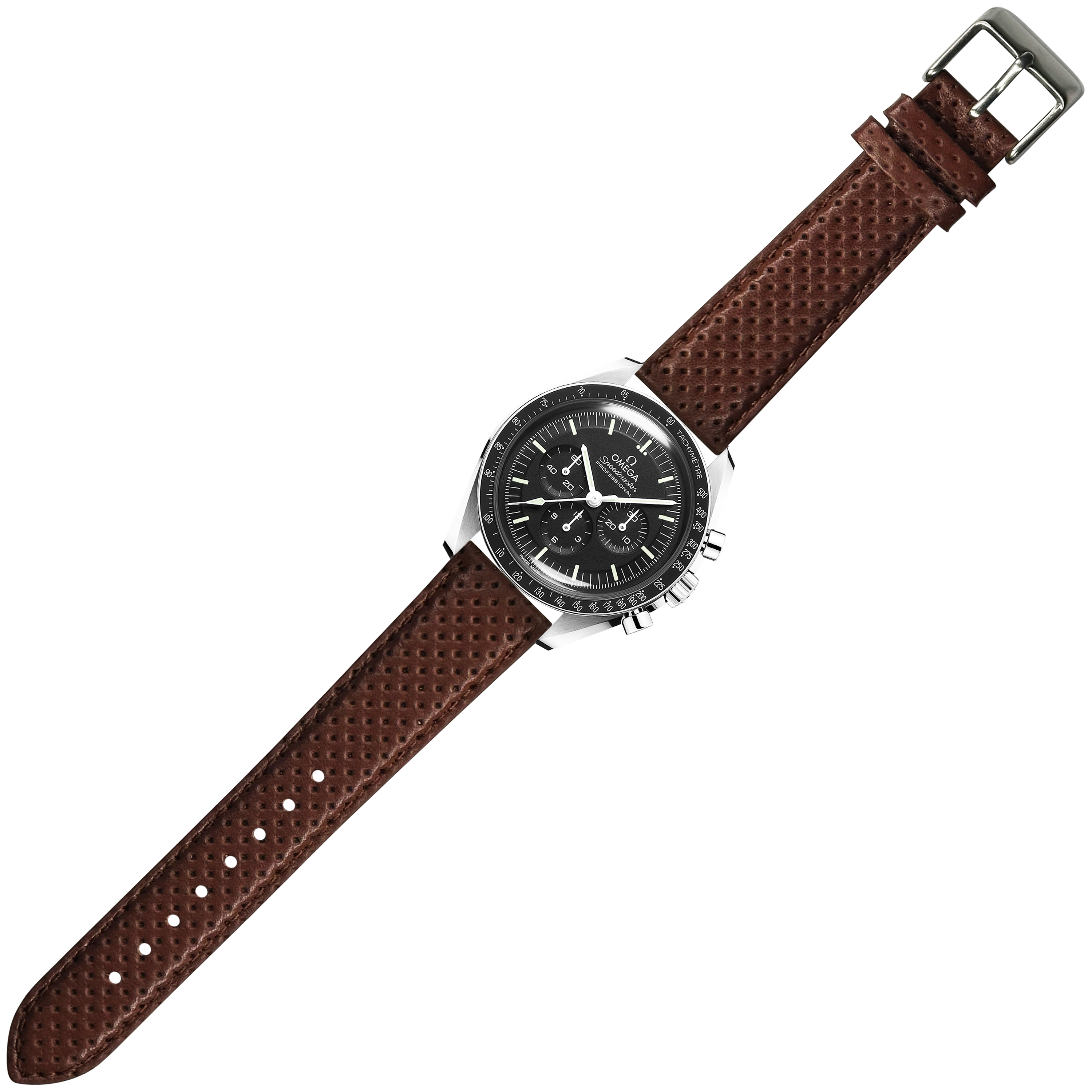 [Quick Release] Perforated Racing Leather Straps - Brown