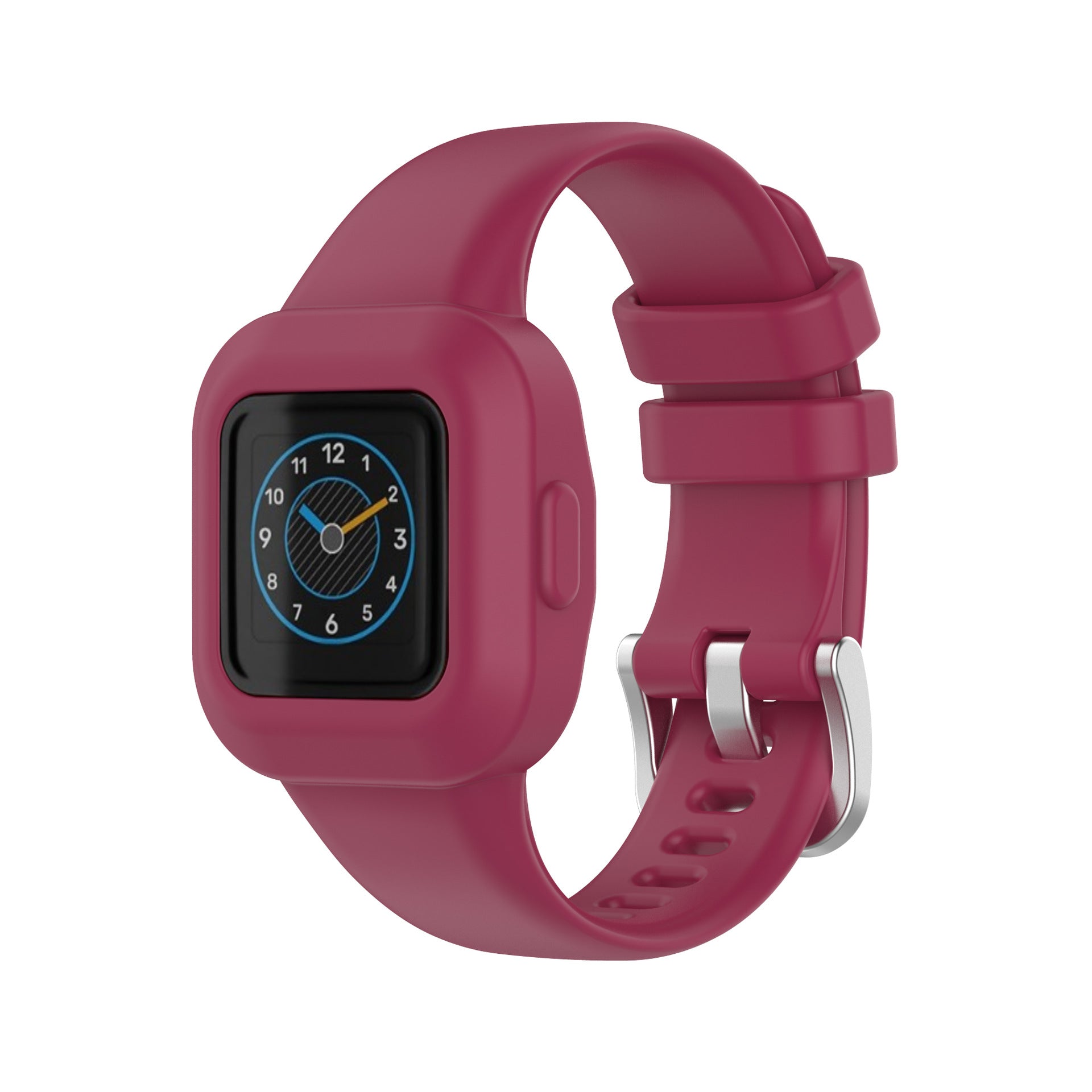 Burgundy silicone sport watch band for Garmin VivoFit JR 3 kids fitness tracker with adjustable strap and metal buckle