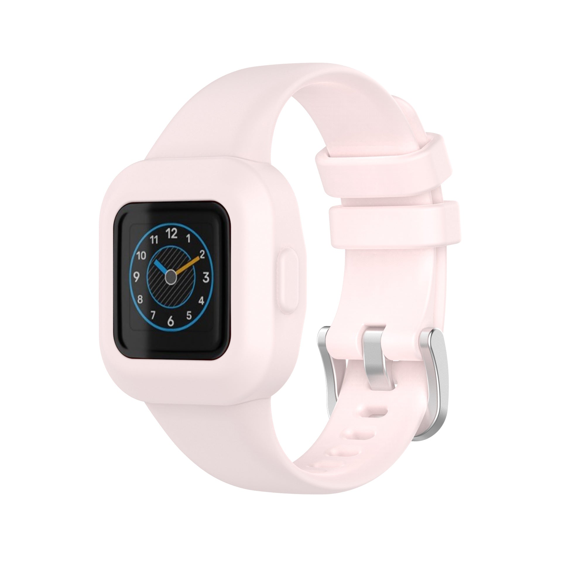 Pink silicone sport watch band with silver buckle for Garmin VivoFit JR 3 fitness tracker