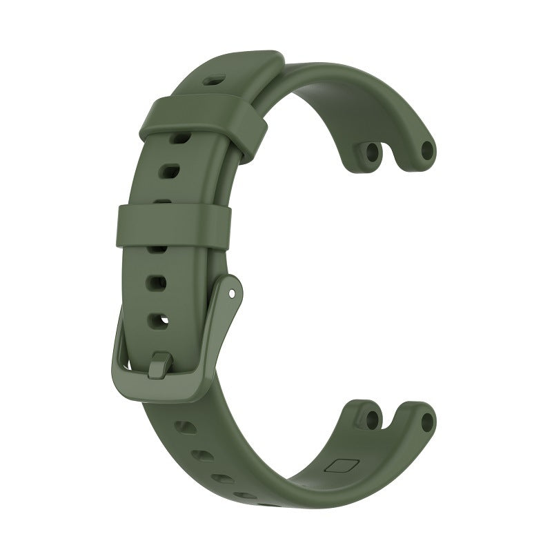 Olive green silicone watch band with buckle closure for Garmin Lily smartwatch