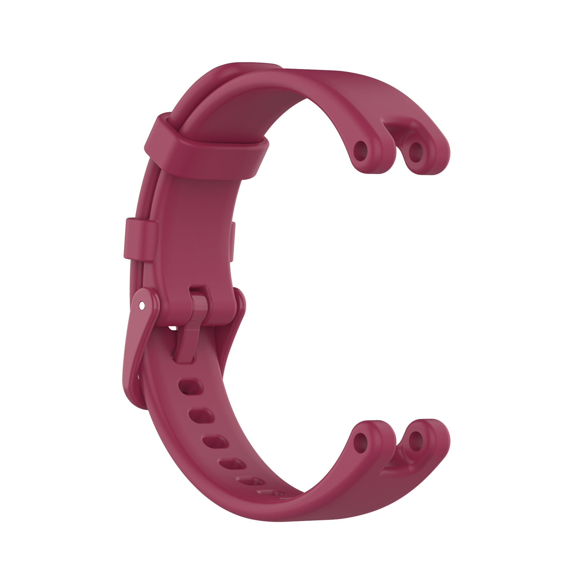 Burgundy silicone watch band with adjustable buckle strap and breathable ventilation holes for Garmin Lily smartwatch
