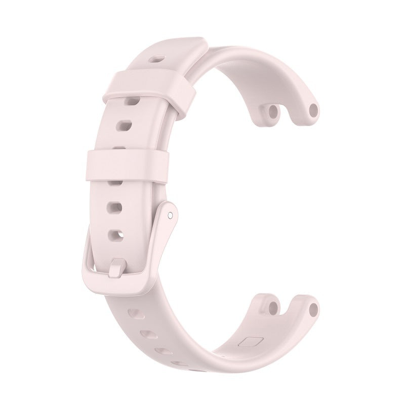 Pale pink silicone watch band for Garmin Lily with adjustable buckle closure and ventilation holes